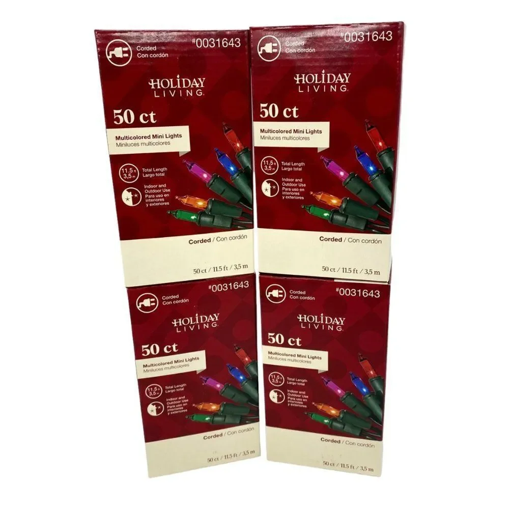 Holiday Living 50 Count Corded Christmas Multicolored Mini Lights New